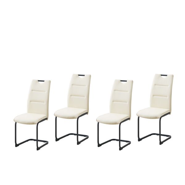 Produktbild: HTI-Living Schwingstuhl 4er Set PU creme DannyP Freischwinger Esszimmerstuhl Kunstleder