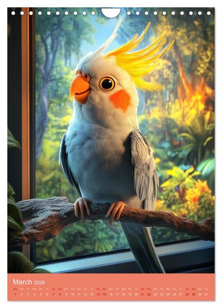 Produktbild: Cockatiel Chirpy Moments (Wall Calendar 2026 DIN A4 portrait), CALVENDO 12 Month Wall Calendar