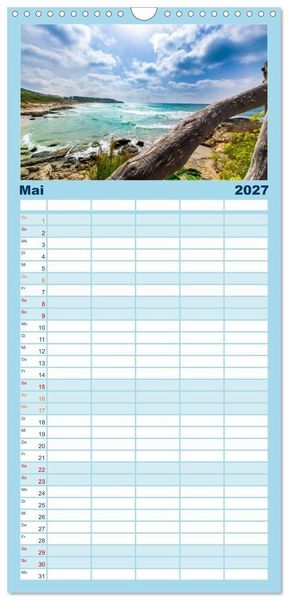 Produktbild: Familienplaner 2027 - Menorca - die kleine Schwester von Mallorca mit 5 Spalten (Wandkalender, 21 x 45 cm) CALVENDO