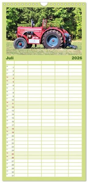 Produktbild: Familienplaner 2026 - M&auml;nnerspielzeug Traktor Inspirationen mit 5 Spalten (Wandkalender, 21 x 45 cm) CALVENDO