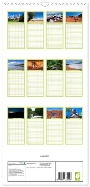 Produktbild: Familienplaner 2027 - Australien mit 5 Spalten (Wandkalender, 21 x 45 cm) CALVENDO
