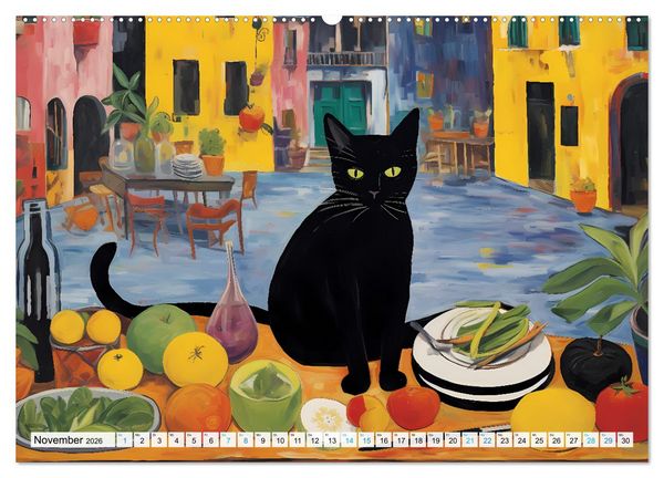 Produktbild: Kunstvolle Katzen (Wandkalender 2026 DIN A2 quer), CALVENDO Monatskalender