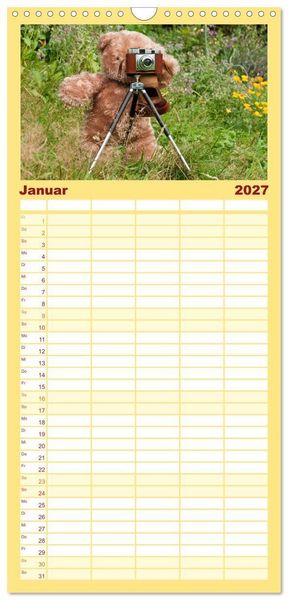Produktbild: Familienplaner 2027 - Kunterbunte B&auml;renwelt - Teddys mit 5 Spalten (Wandkalender, 21 x 45 cm) CALVENDO