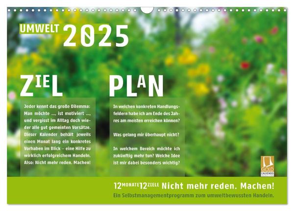 Umweltschutz. Nicht reden. Machen! (Wandkalender 2025 DIN A3 quer), CALVENDO Monatskalender