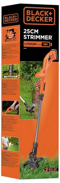 Produktbild: Black & Decker Akku Akku-Rasentrimmer inkl. Akku, inkl. Ladeger&auml;t, H&ouml;henverstellbarer Griff 18 V Schnittbreite (max.): 25 cm