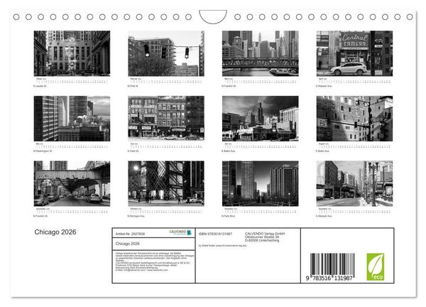 Produktbild: Chicago 2026 (Wandkalender 2026 DIN A4 quer), CALVENDO Monatskalender