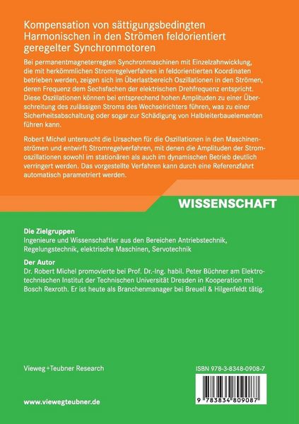 Produktbild: Kompensation von s&auml;ttigungsbedingten Harmonischen in der Str&ouml;men feldorientiert geregelter Synchronmotoren