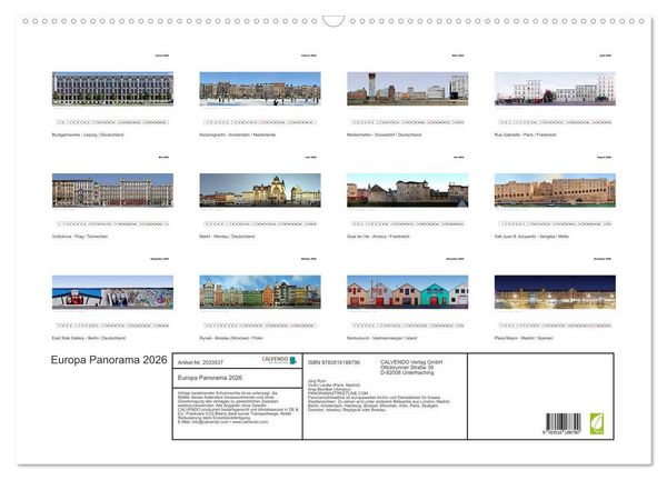 Produktbild: Europa Panorama 2026 (Wandkalender 2026 DIN A2 quer), CALVENDO Monatskalender