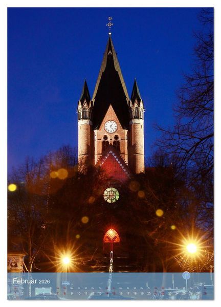 Produktbild: NACHT IN HALLE SAALE (Wandkalender 2026 DIN A2 hoch), CALVENDO Monatskalender