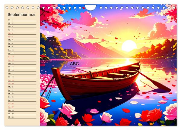 Produktbild: Manga-Landschaften: Ein visueller Ausflug durch Fantasiewelten (Wandkalender 2026 DIN A4 quer), CALVENDO Monatskalender