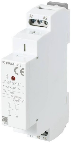 Produktbild: TRU COMPONENTS TC-GR8-116/12 Hilfsschalter 1 Wechsler 12 V/AC, 12 V/DC 16A 1St.
