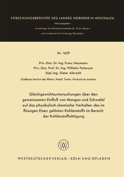 Produktbild: Gleichgewichtsuntersuchungen &uuml;ber den gemeinsamen Einflu&szlig; von Mangan und Schwefel auf das physikalisch-chemische Verhalten des im fl&uuml;ssigen Eisen gel&ouml;