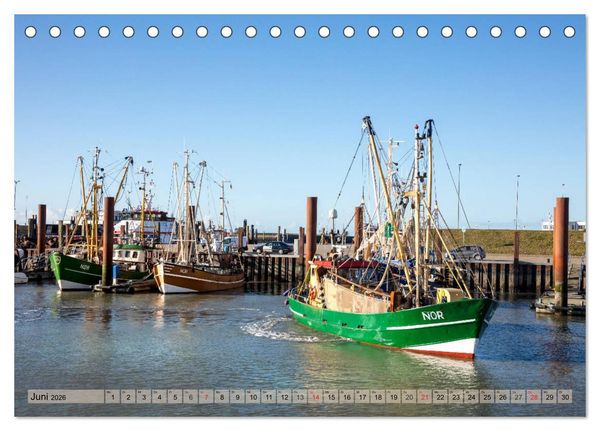 Produktbild: Norddeich Spaziergang vom Hafen bis zum Strand (Tischkalender 2026 DIN A5 quer), CALVENDO Monatskalender