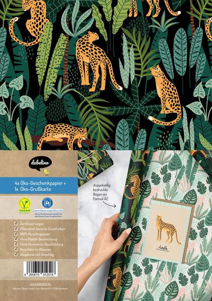 Produktbild: Geschenkpapier-Set: Leopard (vegan, Blauer Engel, Recyclingpapier)