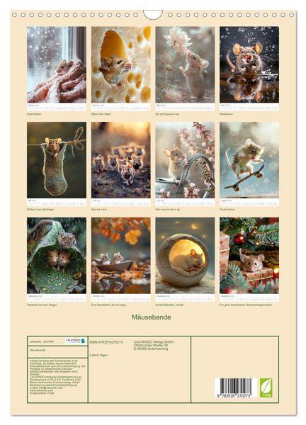 Produktbild: M&auml;usebande (Wandkalender 2026 DIN A3 hoch), CALVENDO Monatskalender