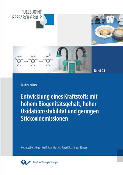 Produktbild: Entwicklung eines Kraftstoffs mit hohem Biogenit&auml;tsgehalt, hoher Oxidationsstabilit&auml;t und geringen Stickoxidemissionen