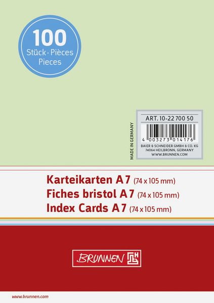 Produktbild: Brunnen Karteikarte A7 unlin gn 100St