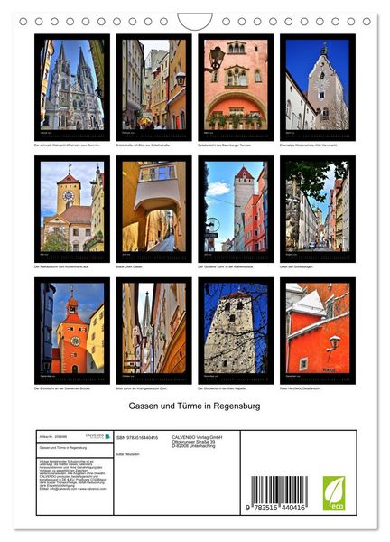 Produktbild: Gassen und T&uuml;rme in Regensburg (Wandkalender 2026 DIN A4 hoch), CALVENDO Monatskalender