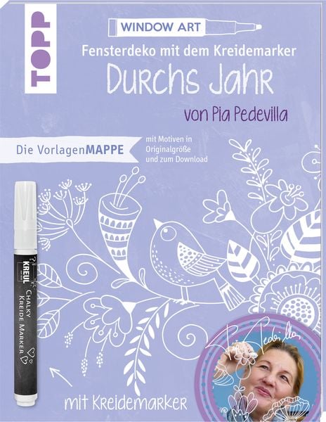 Produktbild: Vorlagenmappe Fensterdeko mit dem Kreidemarker - Durchs Jahr mit Pia Pedevilla. Inkl. Original Kreidemarker von Kreul