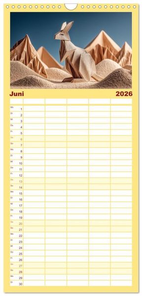 Produktbild: Familienplaner 2026 - Origami Zoo - Bunter Tierkalender f&uuml;r Kinder und Familien mit 5 Spalten (Wandkalender, 21 x 45 cm) CALVENDO