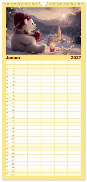 Produktbild: Familienplaner 2027 - Kleiner Eisb&auml;r und die gro&szlig;e Welt mit 5 Spalten (Wandkalender, 21 x 45 cm) CALVENDO