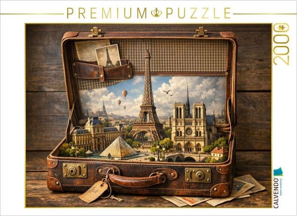 CALVENDO Puzzle Paris im Koffer | 2000 Teile Lege-Größe 90x67cm Foto-Puzzle für glückliche Stunden