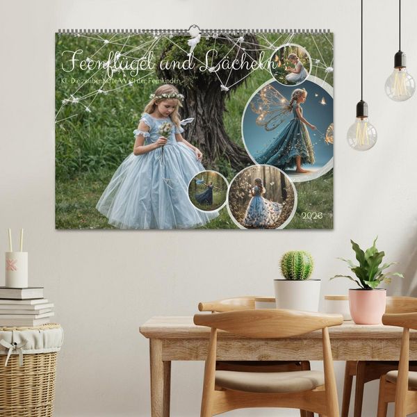Produktbild: Feenfl&uuml;gel und L&auml;cheln KI - Die zauberhafte Welt der Feenkinder (Wandkalender 2026 DIN A2 quer), CALVENDO Monatskalender