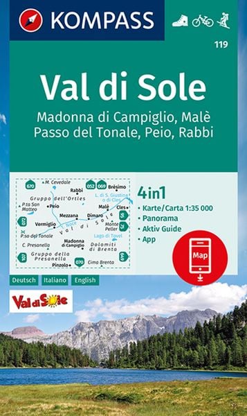 Produktbild: KOMPASS Wanderkarte Val di Sole, Madonna di Campiglio, Mal&egrave;,