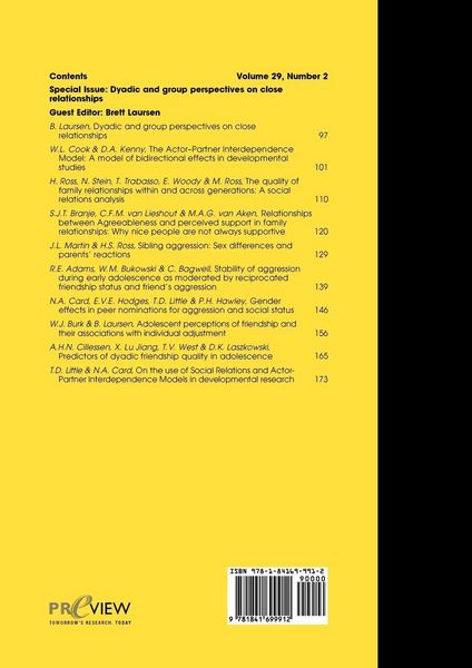 Produktbild: International Journal of Behavioral Development, Volume 29