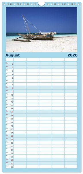 Produktbild: Familienplaner 2026 - Sansibar mit 5 Spalten (Wandkalender, 21 x 45 cm) CALVENDO