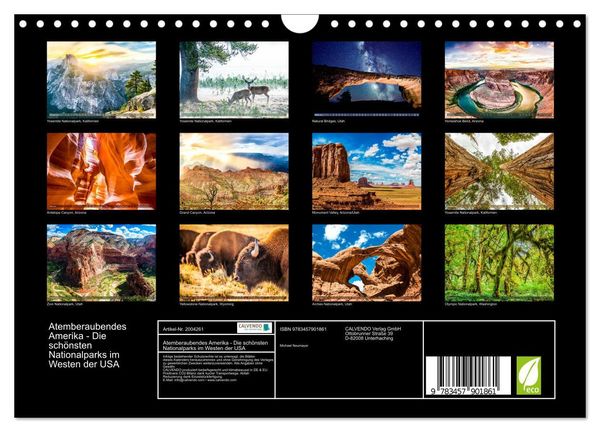 Produktbild: Atemberaubendes Amerika - Die sch&ouml;nsten Nationalparks im Westen der USA (Wandkalender 2026 DIN A4 quer), CALVENDO Monatskalender