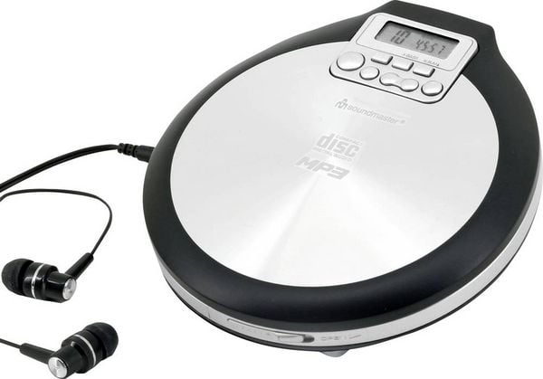 Produktbild: SoundMaster CD9220 Tragbarer CD-Player CD, CD-R, CD-RW, MP3 Akku-Ladefunktion Schwarz, Grau