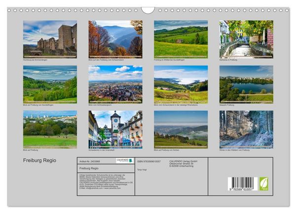 Produktbild: Freiburg Regio (Wandkalender 2027 DIN A3 quer), CALVENDO Monatskalender