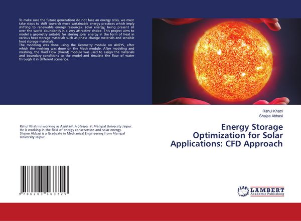 Produktbild: Energy Storage Optimization for Solar Applications: CFD Approach