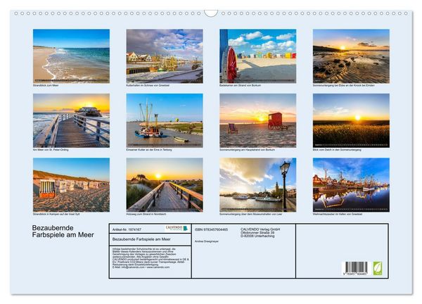 Produktbild: Bezaubernde Farbspiele am Meer (Wandkalender 2026 DIN A2 quer), CALVENDO Monatskalender