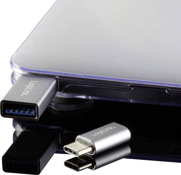 Produktbild: LogiLink USB 3.2 Gen 1 (USB 3.0) Adapter [1x USB-C&reg; Stecker - 1x USB 2.0 Buchse Micro-B, USB 3.2 Gen 1 Buchse A (USB 3.0)] AU0040