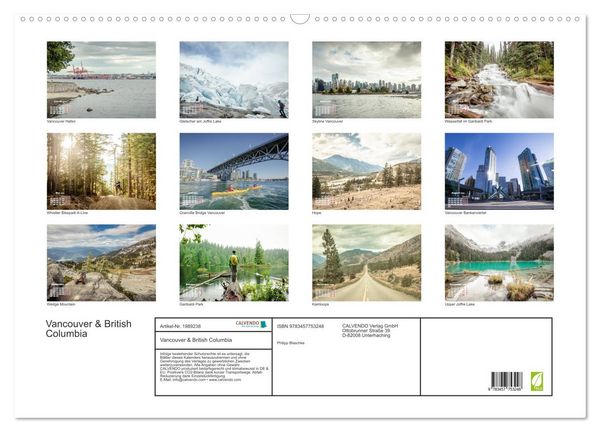Produktbild: Vancouver & British Columbia (Wandkalender 2026 DIN A2 quer), CALVENDO Monatskalender