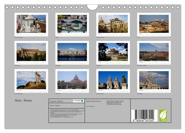 Produktbild: Rom - Roma (Wandkalender 2026 DIN A4 quer), CALVENDO Monatskalender