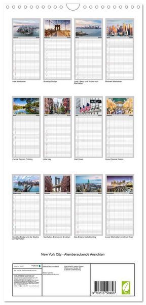 Produktbild: Familienplaner 2026 - New York City - Atemberaubende Ansichten mit 5 Spalten (Wandkalender, 21 x 45 cm) CALVENDO