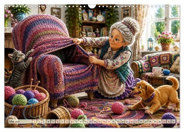 Produktbild: Die strickende Oma (Wandkalender 2027 DIN A3 quer), CALVENDO Monatskalender