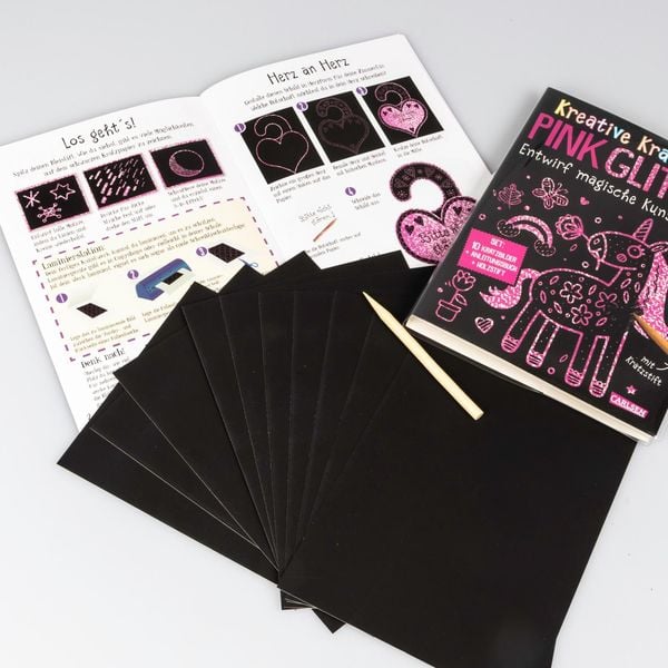 Produktbild: Kratzbilder f&uuml;r Kinder: Kreative Kratzkunst: Pink Glitzer
