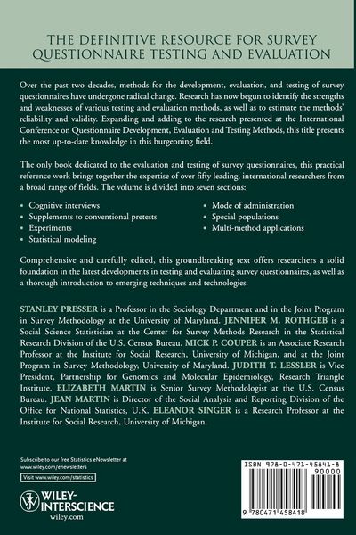 Produktbild: Methods for Testing and Evaluating Survey Questionnaires