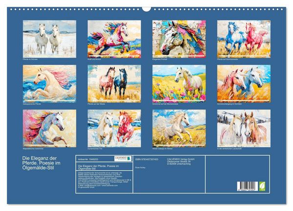 Produktbild: Die Eleganz der Pferde. Poesie im &Ouml;lgem&auml;lde-Stil (Wandkalender 2026 DIN A2 quer), CALVENDO Monatskalender