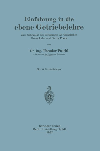 Produktbild: Einf&uuml;hrung in die ebene Getriebelehre