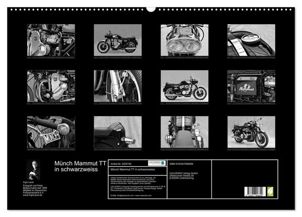 Produktbild: M&uuml;nch Mammut TT in schwarzweiss (Wandkalender 2026 DIN A2 quer), CALVENDO Monatskalender