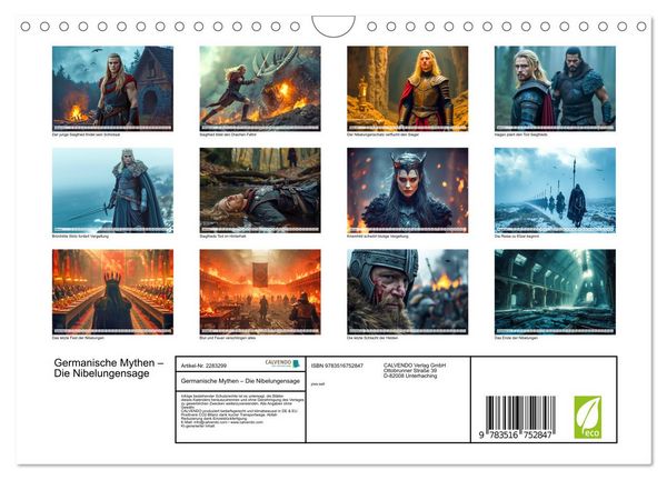 Produktbild: Germanische Mythen &ndash; Die Nibelungensage (Wandkalender 2027 DIN A4 quer), CALVENDO Monatskalender