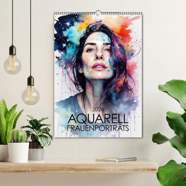 Produktbild: Aquarell-Frauenportr&auml;ts (Wandkalender 2026 DIN A2 hoch), CALVENDO Monatskalender