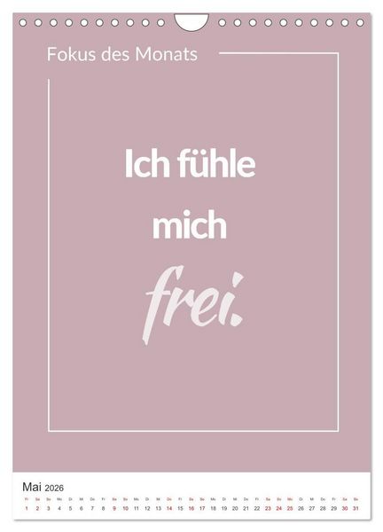 Produktbild: Achtsamkeitskalender: Mehr Achtsamkeit im Alltag mit dem Fokus des Monats (Wandkalender 2026 DIN A4 hoch), CALVENDO Monatskalender