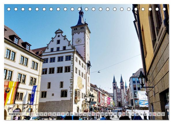 Produktbild: W&uuml;rzburg und Veitsh&ouml;chheim - romantische Rokoko St&auml;dte am Main (Tischkalender 2026 DIN A5 quer), CALVENDO Monatskalender