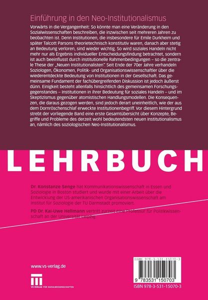 Produktbild: Einf&uuml;hrung in den Neo-Institutionalismus